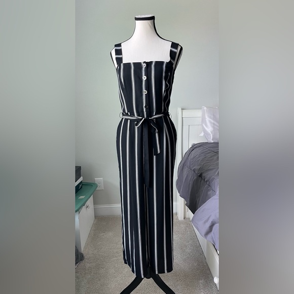 Candie's Pants - Candie’s Black and White Striped Jumpsuit 🌟